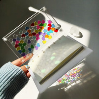 Carnet A5 créatif transparent pour planificateur visuel DIY avec couverture en cuir, carnet à feuilles mobiles en acrylique à 6 trous et sable liquide