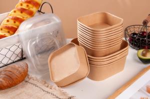 Boîte d'emballage carrée <span class=keywords><strong>en</strong></span> papier kraft blanc jetable pour fast-food à emporter pour le déjeuner bols à salade bols à assiettes <span class=keywords><strong>en</strong></span> papier écologiques - Product Image 2