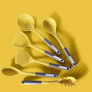 طقم أواني مطبخ من 7 قطع من السيليكون ملعقة مقلاة غير لاصقة أواني مطبخ للفنادق والمنزل - Product Image 5