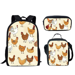Dropshipping enfants <span class=keywords><strong>cartable</strong></span> sac à dos enfants sac d'école sacs mignon poulets imprimer 3 pièces ensemble personnalisé 3 en 1 sac d'école - Product Image 5