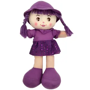 ตุ๊กตาผ้าสีม่วงพร้อมเส้นด้ายสำหรับเด็กผู้หญิง,ตุ๊กตาผ้ากำมะหยี่นุ่มนิ่มสำหรับเด็กทารก