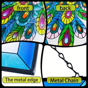 Con Công kính màu cửa sổ treo, W10 inch x H15 inch con công suncatcher Bảng điều khiển với chuỗi trang trí cho tường hoặc cửa sổ - Product Image 5