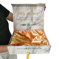 Boîte cadeau de luxe pour extensions de cheveux, boîte en papier personnalisée avec tissu en soie, boîte rigide en carton avec aimant