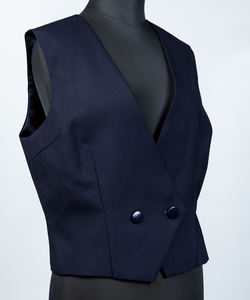 Wholesale Brand <b>Sleeveless</b> Blue Japan Style Woven Notched Collar Veste Waist <b>Coat</b> Trendy Designer Bulk <b>Women</b> School Uniform - Product Image 3