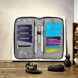 NEXXGEN Customized Design Fashion Waterproof Polyester Travel <b>Wallet</b> & Passport Case with Zip Pocket 7 Inch Size for Family Use - Product Image 2