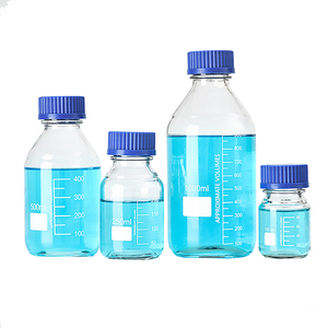 Laboratório Uso Descartáveis Vidraria Media Garrafa Boro3.3 com Plástico Azul Parafuso Tampa Reagente Garrafa - Product Image 4