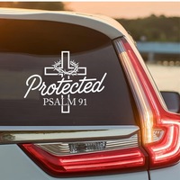 Autocollant de voiture en forme de croix religieuse, autocollant imperméable aux UV avec Psaume 91, pour la sécurité des vitres de voiture, adapté à Audi BMW Ford Jeep VW