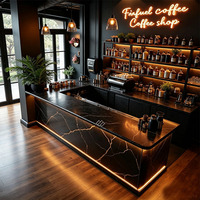 Comptoir de bar incurvé sur mesure pour café, comptoir en marbre, comptoir de bar de restaurant moderne et luxueux