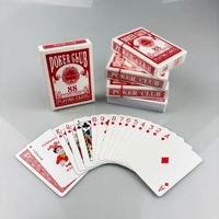 Jeu de cartes à jouer en papier personnalisé, finition lisse, 88 cartes, rouge, pour club de poker, durable, écologique, avec boîte en papier et coins arrondis