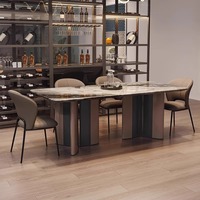 Table à manger italienne de luxe léger, moderne et simple, en marbre, pour appartement familial, hôtel, restaurant, mobilier