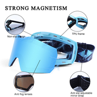 Disponible Designer Magnétique Anti-Buée Lunettes De Ski Bleu Argent Rose Or PC Silicone Nouveau Snowboard Lunettes De Neige