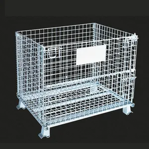 Galvanized Steel Wire Mesh Cages Stackable Industrial Warehouse Cargo Storage Container For Logistics