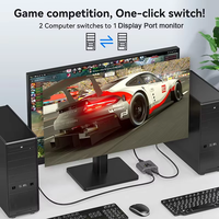 Commutateur 2-en-1 8K 60Hz DP 1.4 en alliage d'aluminium haute résolution pour moniteur, téléviseur et projecteur