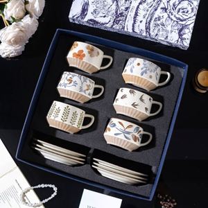 Custom Stainless Steel Ceramic Arabic Floral Coffee Cup Saucer Set Handcrafted Retro Design 400ml Capacity for Promotional - Product Image 2