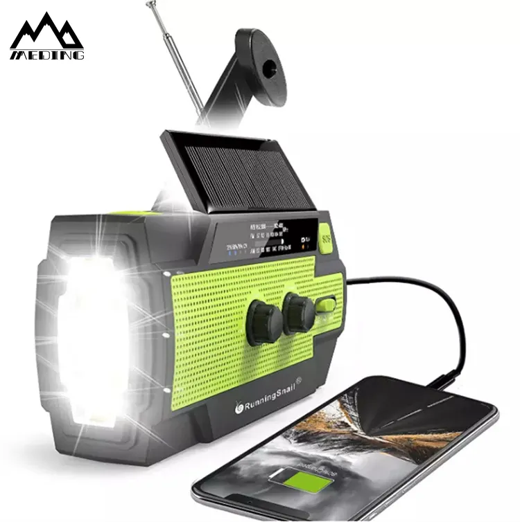 MEDING Oem Solar Radio Multi Purpose Crank Radio Flashlight With Amfm Radio