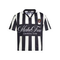 T-shirt tissé tendance à manches courtes style américain, col en V rayé color-block vintage, maillot de football oversize hip-hop