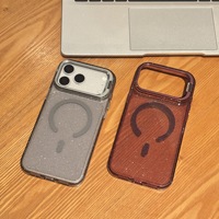 Coque de téléphone magnétique transparente à paillettes avec support pliable pour appareil photo, compatible iPhone 18 Pro Max 17 16 15 14