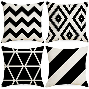 INSHARE Funda de almohada de poliéster con estampado geométrico en blanco y negro Cojín de sofá simple Sala de estar Dormitorio Funda De Almohada Nórdica - Product Image 1