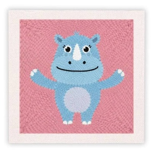 Kit d'art de broderie au poinçon fait main XIXI, tissu en coton, motif dessin animé, pour débutants, décoration d'intérieur, cadeau, carré - Product Image 5