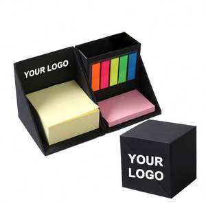 2025 New Custom Design <b>Cube</b> Shape Sticky Note Pad Pen Holder Set Promotion Sticky Notes Set Logo Print With Box - Product Image 1