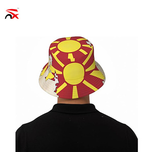 Chapeau Bob Personnalisé en Polyester avec Impression Numérique Drapeau de la Macédoine du Nord pour Supporters de Football, Idéal pour Événements et Jours Nationaux – Vente en Gros - Product Image 5
