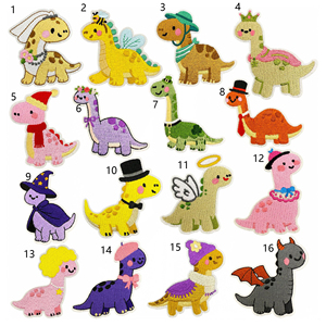Patchs personnalisés en tissu sergé écologique brodés de dinosaures mignons à thermocoller pour chapeaux - Product Image 2