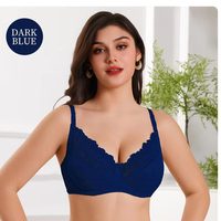 Ensemble de lingerie florale en dentelle pour femme, soutien-gorge push-up à armatures et culotte, bonnet 3/4, ensemble intime respirant et assorti
