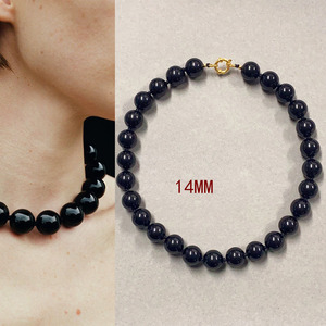 Collar llamativo con cuentas de piedras preciosas Zooying, collar con cuentas de piedra Natural de obsidiana de ónix negro grueso - Product Image 2