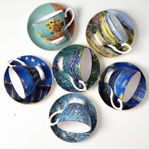<span class=keywords><strong>Vincent</strong></span> <span class=keywords><strong>Van</strong></span> <span class=keywords><strong>Gogh</strong></span> Fine Bone China 200 ml taza de café y platillo, juego de tazas de té de recuerdo para regalo - Product Image 1