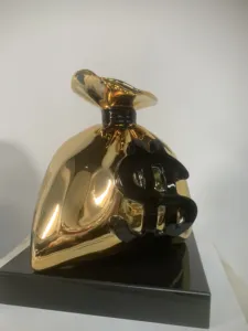 Decoración Creativa para el Hogar, Escultura Grande <span class=keywords><strong>de</strong></span> Lujo en Cromo Verde, Escultura <span class=keywords><strong>de</strong></span> Bolsa <span class=keywords><strong>de</strong></span> Dinero para Regalos <span class=keywords><strong>de</strong></span> <span class=keywords><strong>Año</strong></span> Nuevo - Product Image 4