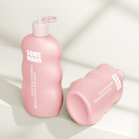 Bouteille Rose Vide 500 ML en Plastique HDPE pour Emballage Cosmétique Soins du Corps, Lotion et Shampoing de Forme Unique