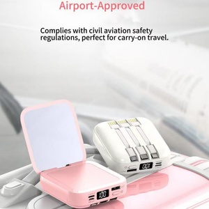 Batería Externa Portátil Mini de Alta Capacidad 3 en 1 con Espejo, Cables USB Tipo C, Carga Rápida, Batería de Polímero de Litio, Entrada de CA - Product Image 6