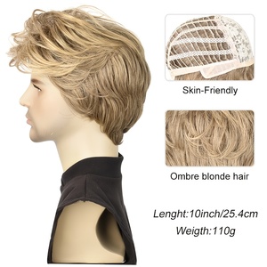 Perruque synthétique courte ombrée Pixie Haircurt avec frange sans colle perruque en couches brun mélange blond <span class=keywords><strong>ondulé</strong></span> <span class=keywords><strong>coupe</strong></span> Pixie perruques - Product Image 4