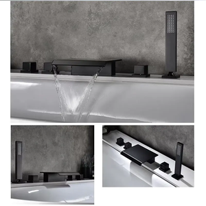 Ponte di montaggio nero opaco <span class=keywords><strong>bagno</strong></span> rubinetto <span class=keywords><strong>bagno</strong></span> <span class=keywords><strong>doccia</strong></span> a pioggia rubinetto <span class=keywords><strong>vasca</strong></span> con Bidet <span class=keywords><strong>doccia</strong></span> Set <span class=keywords><strong>doccia</strong></span> - Product Image 6