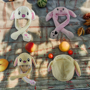 Chapeau unisexe de lapin animal mignon avec oreilles mobiles casquette de fête d'hiver drôle pour enfants adultes fonction de pompage d'air pour la pêche en gros - Product Image 1