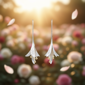 Boucles d'oreilles tibétaines en forme de fleur pour femmes, bijoux romantiques pour fête, en alliage plaqué argent, à la mode - Product Image 2