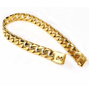 <span class=keywords><strong>Collar</strong></span> de perro grande con hebilla para mascotas, cadena de acero inoxidable chapado en oro de 18K y 32mm, diseño personalizado - Product Image 4