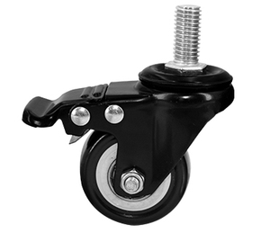 <span class=keywords><strong>Ruedas</strong></span> giratorias de plástico PP/PVC negras de uso ligero con rosca M8, silenciosas, con vástago roscado y montaje en placa <span class=keywords><strong>para</strong></span> <span class=keywords><strong>muebles</strong></span> - Product Image 2