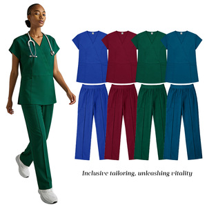 Hanziman Women's <b>Scrub</b> <b>Set</b> Moisture Wicking V-Neck Tops And Pants For Hospital Uniforms - Product Image 2