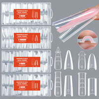 Boîte de 140/280/256 pièces de capsules d'ongles de type sandwich à double forme, courtes, pour extension rapide et couverture complète, sans papier