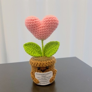 Handmade Crochet Wedding <b>Gifts</b> Desktop Deco Artificial Hand Woven Flowers Finished Crochet Plant - Product Image 5
