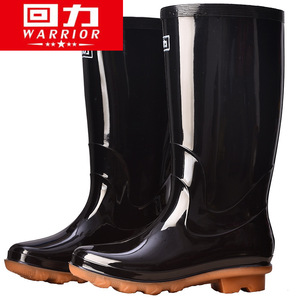 Botas de Lluvia de Tacón Alto para Mujer Warrior, Botas de Trabajo Antideslizantes de PVC Negro para la Industria de la Construcción - Product Image 1