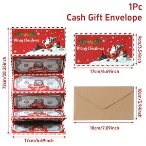 Tarjeta de Regalo Sorpresa Plegable con Diseño de Estampado de Papá Noel y Feliz Navidad para Fiestas Navideñas - Product Image 3