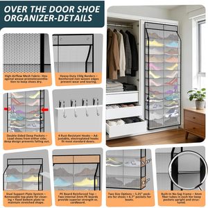 Organizador de Zapatos para Puerta con Capacidad para 24 Pares, Almacenamiento Colgante de Doble Cara para Zapatillas, Botas, Uso Familiar y Infantil - Product Image 3