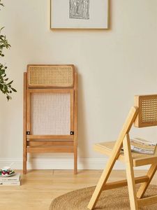 Silla de Comedor Plegable de Ratán de Lujo Ligero con Respaldo, Diseño de Madera Maciza Estilo Japonés para Hogar, Oficina, Apartamento, Baño, <span class=keywords><strong>Taller</strong></span> - Product Image 6