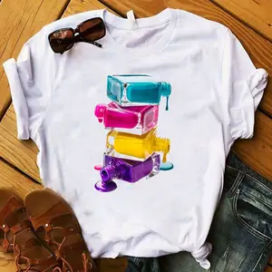 T-Shirt Damen bekleidung Neue kreative 3D Nagellack bedruckte Kleidung Serie Damen Shirt Tops T-Shirt