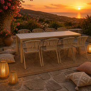 Autre mobilier d'extérieur : Ensemble de salle à manger minimaliste en métal pour terrasse, démontable - Grande table de jardin avec chaises - Product Image 3