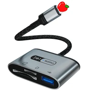 Đầu Đọc Thẻ SD TF 3 Trong 1 8 Chân Đa Chức Năng Bộ Kết Nối Camera OTG USB3.0 Cho iPhone <span class=keywords><strong>iPad</strong></span> - Product Image 1