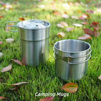 Ensemble de cuisine pliable durable en acier inoxydable 304 en 2 pièces, parfait pour la randonnée, le camping et la cuisine en plein air