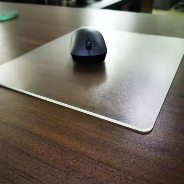 Customized Size Clear Frosted Tempered Glass Desk Mat Transparent Low Noise E-Sports Gaming Mouse Pad-in Stock